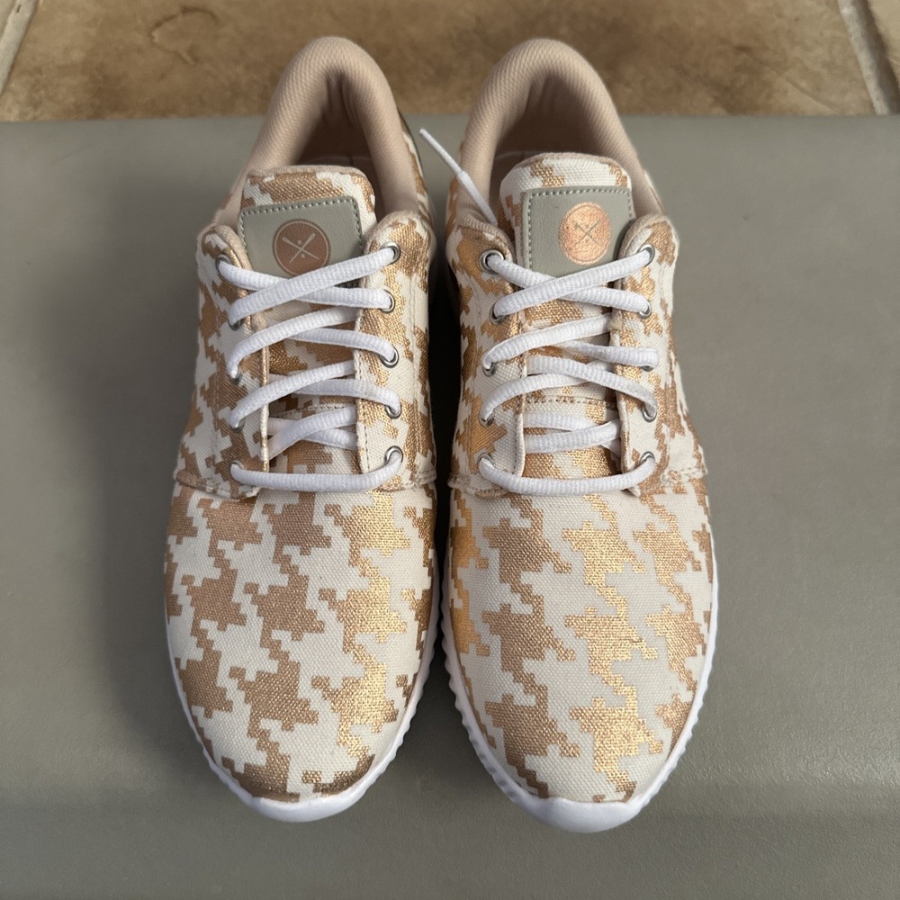 Inkkas Joggers Women's Sz 9 Athletic Sneakers Copper Metallic Houndstooth Shoes - Picture 7 of 12